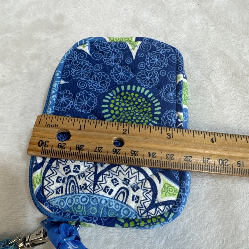 Vera Bradley Wristlet Coin Purse Wallet Zip Pouch Blue‎ Green Floral - Picture 7 of 9